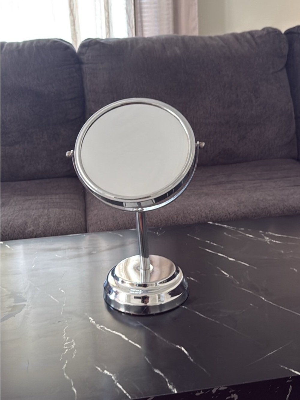 Silver Double-Sided Vanity Mirror - Sleek Chrome Finish